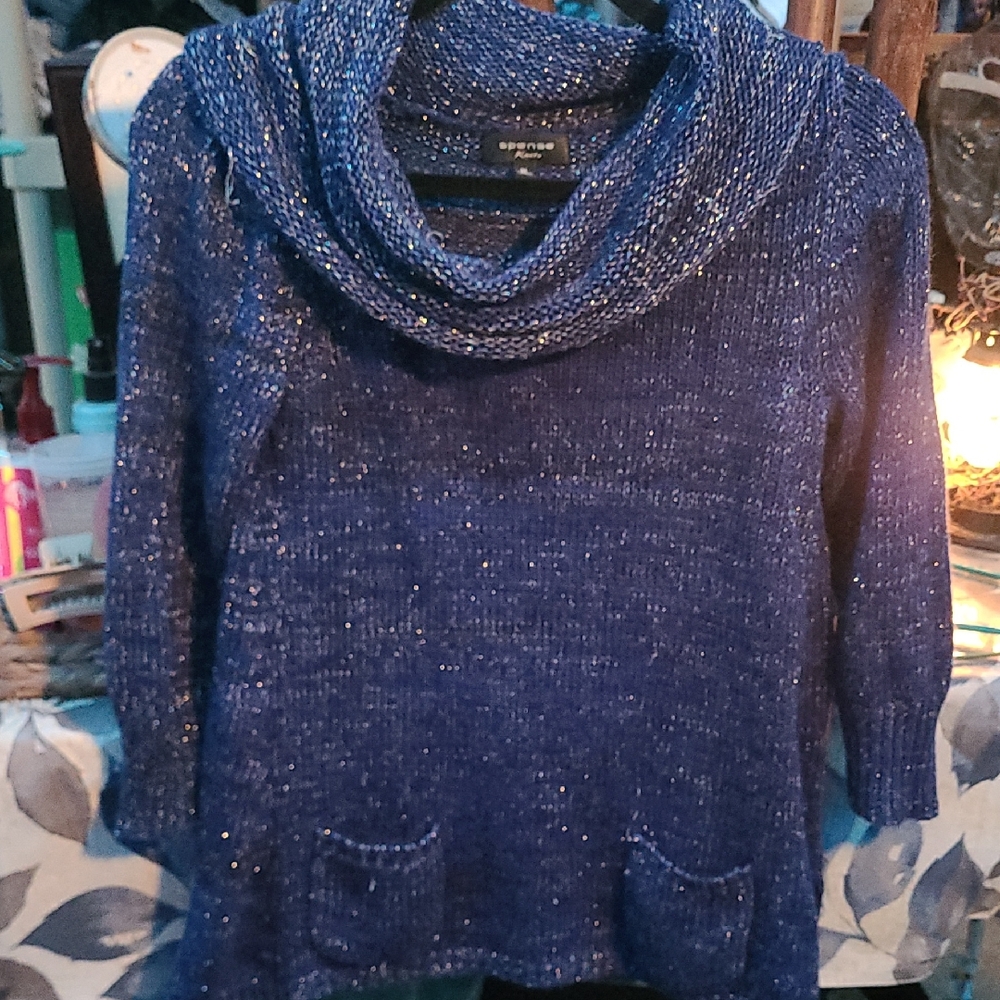 Last Call Free With Sale Apt. 9 Shimmering Navy Cowl Neck Sweater